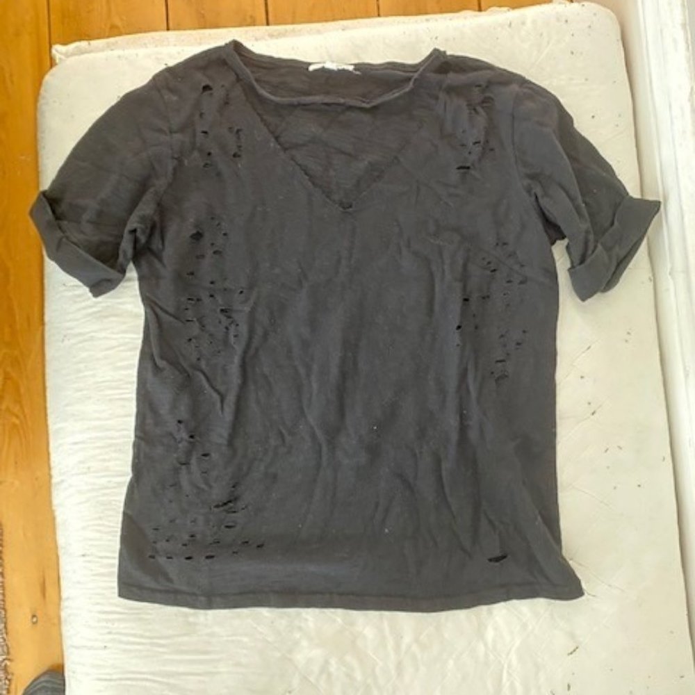 Black Honey Punch Peek-a-boo V Cutout Top